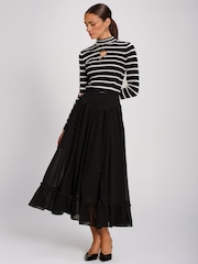 Svart - Jolie Moi Chiffong Frill Tiered Maxi Kjol - Bild 5 av 6
