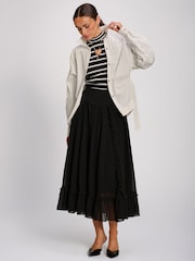 Svart - Jolie Moi Chiffong Frill Tiered Maxi Kjol - Bild 6 av 6