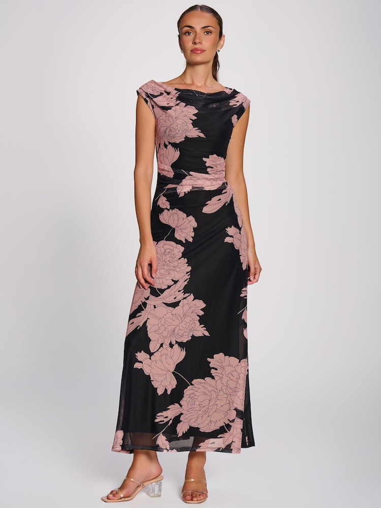 Jolie Moi Pink Multiway Neckline Mesh Maxi Dress - Image 1 of 6 Jolie Moi Pink Multiway Neckline Mesh Maxi Dress - Image 1 of 6