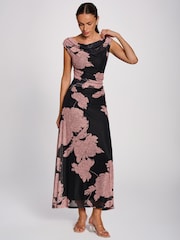 Jolie Moi Pink Multiway Neckline Mesh Maxi Dress - Image 5 of 6