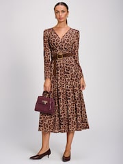 Brun - Jolie Moi Mesh Long Sleeve Pleated Maxi Dress - Image 4 de 6