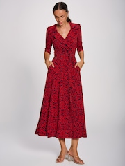 Rood - Jolie Moi Maxi-jurk van jersey met wikkelvoorkant - Afbeelding 1 van 6