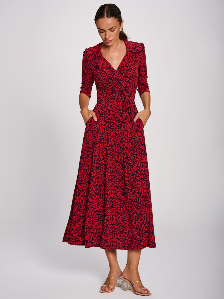 Rood - Jolie Moi Maxi-jurk van jersey met wikkelvoorkant - Afbeelding 1 van 6 Rood - Jolie Moi Maxi-jurk van jersey met wikkelvoorkant - Afbeelding 1 van 6
