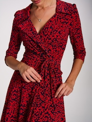 Rood - Jolie Moi Maxi-jurk van jersey met wikkelvoorkant - Afbeelding 3 van 6