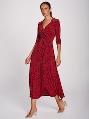 Rood - Jolie Moi Maxi-jurk van jersey met wikkelvoorkant - Afbeelding 6 van 6