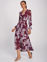 Jolie Moi Purple Long Sleeve Maxi  Mesh Dress - Image 4 of 6