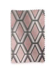 Blush Pink Next Collection Luxe Heavyweight Geometric Cut Velvet Pencil Pleat Lined Curtains - Image 5 of 5