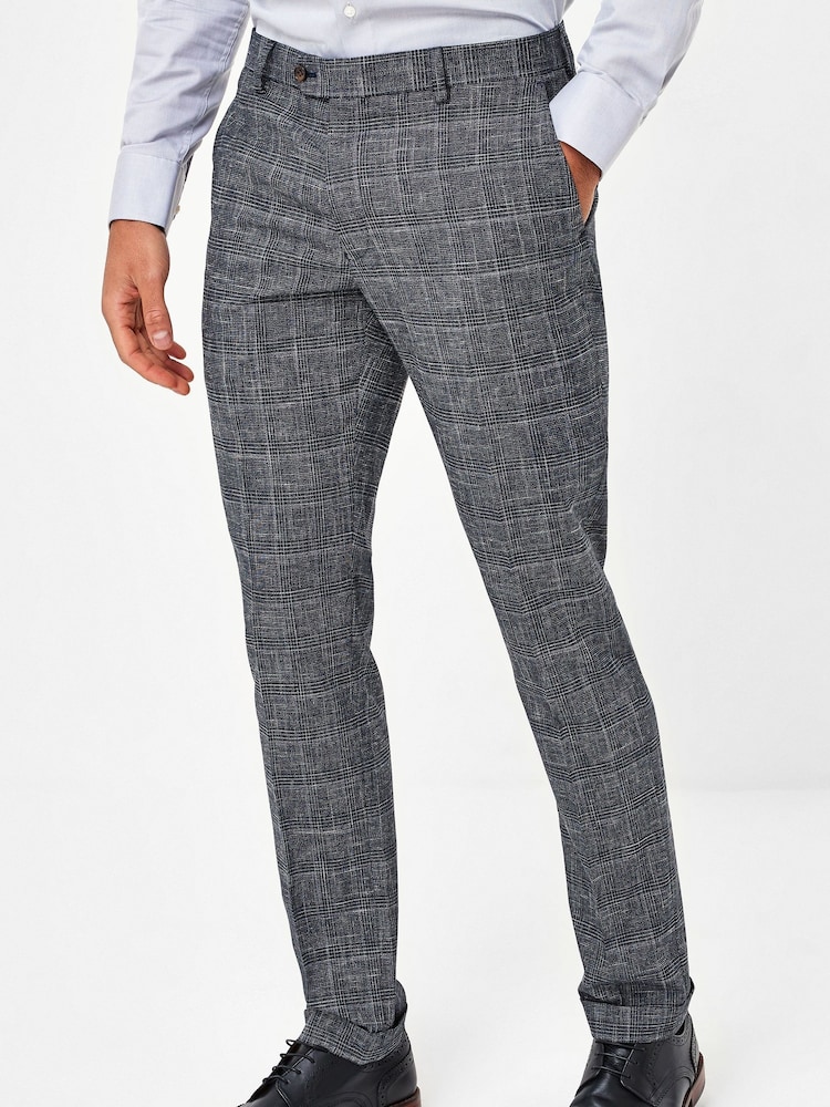 Navy Blue Slim Fit Check Suit: Trousers - Image 1 of 3 Navy Blue Slim Fit Check Suit: Trousers - Image 1 of 3