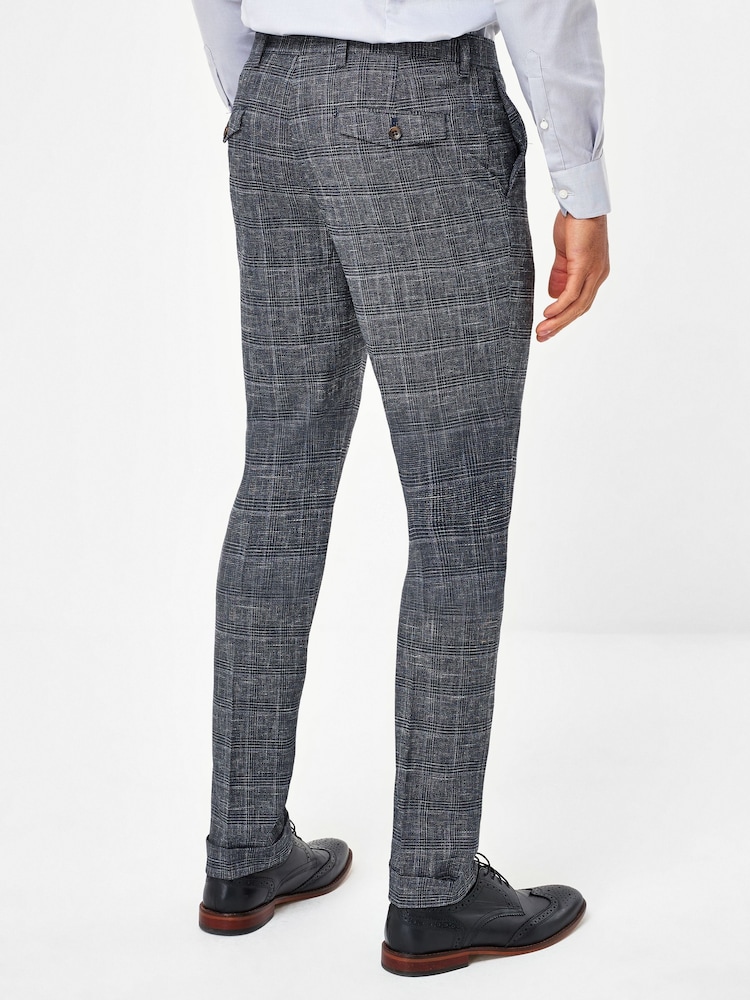 Navy Blue Slim Fit Check Suit: Trousers - Image 2 of 3 Navy Blue Slim Fit Check Suit: Trousers - Image 2 of 3
