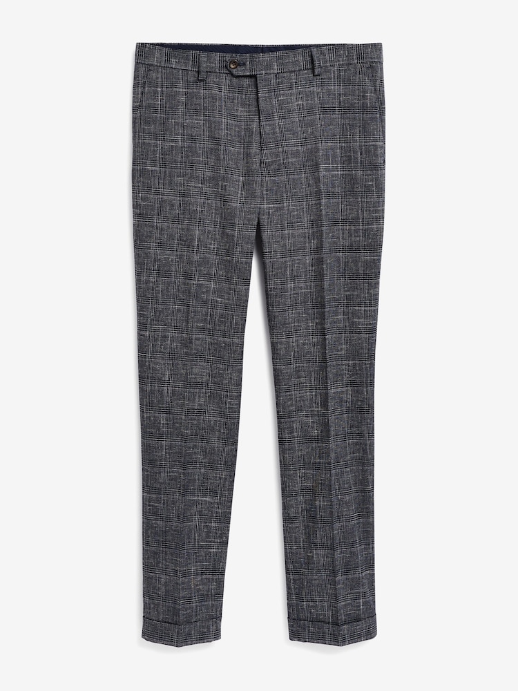 Navy Blue Slim Fit Check Suit: Trousers - Image 3 of 3 Navy Blue Slim Fit Check Suit: Trousers - Image 3 of 3