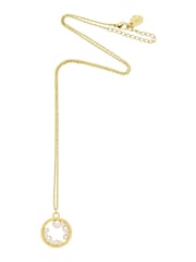 Estella Bartlett Gold Tone Circle Pearl Cubic Zirconia Necklace - Image 1 of 5