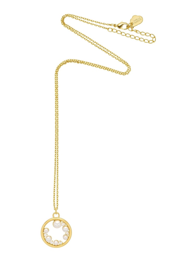 Estella Bartlett Gold Tone Circle Pearl Cubic Zirconia Necklace - Image 1 of 5