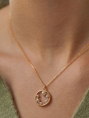 Estella Bartlett Gold Tone Circle Pearl Cubic Zirconia Necklace - Image 3 of 5