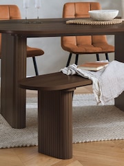Birlea Walnut Axel Oval Dining Table With 2 Brown Chairs & Bench - Image 2 of 9