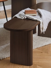 Birlea Walnut Axel Oval Dining Table With 2 Brown Chairs & Bench - Image 3 of 9