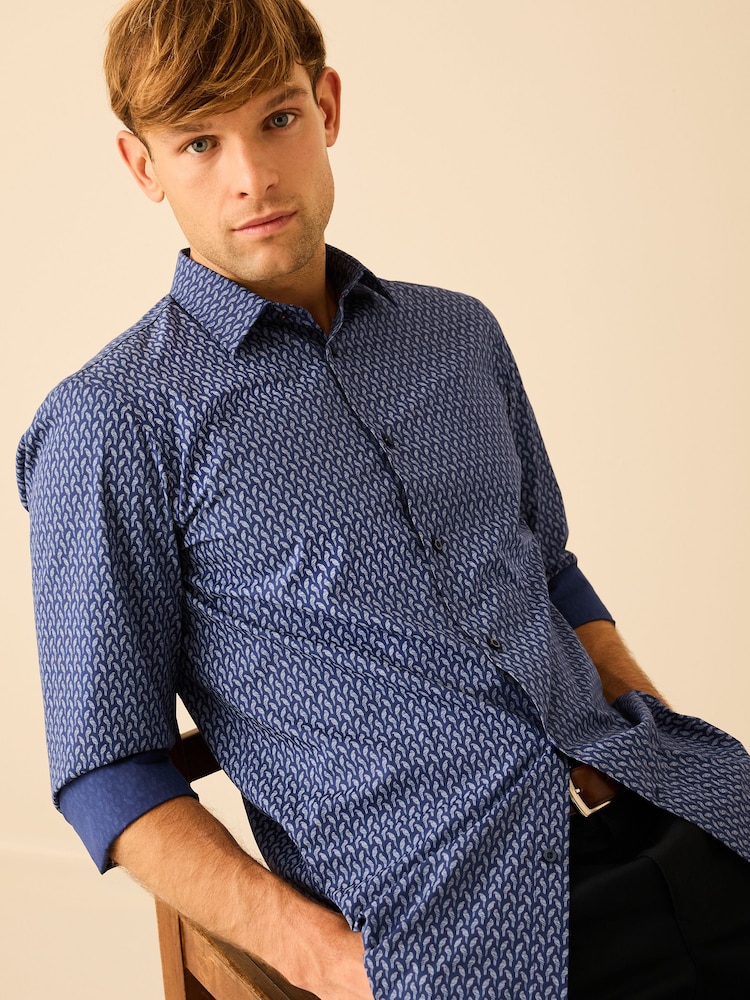 Blue Parrot Printed Trimmed Shirt - Image 1 of 7