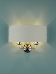 Laura Ashley Polished Nickel Sorrento 2 Light Wall Light Lamp Shade - Image 1 of 4