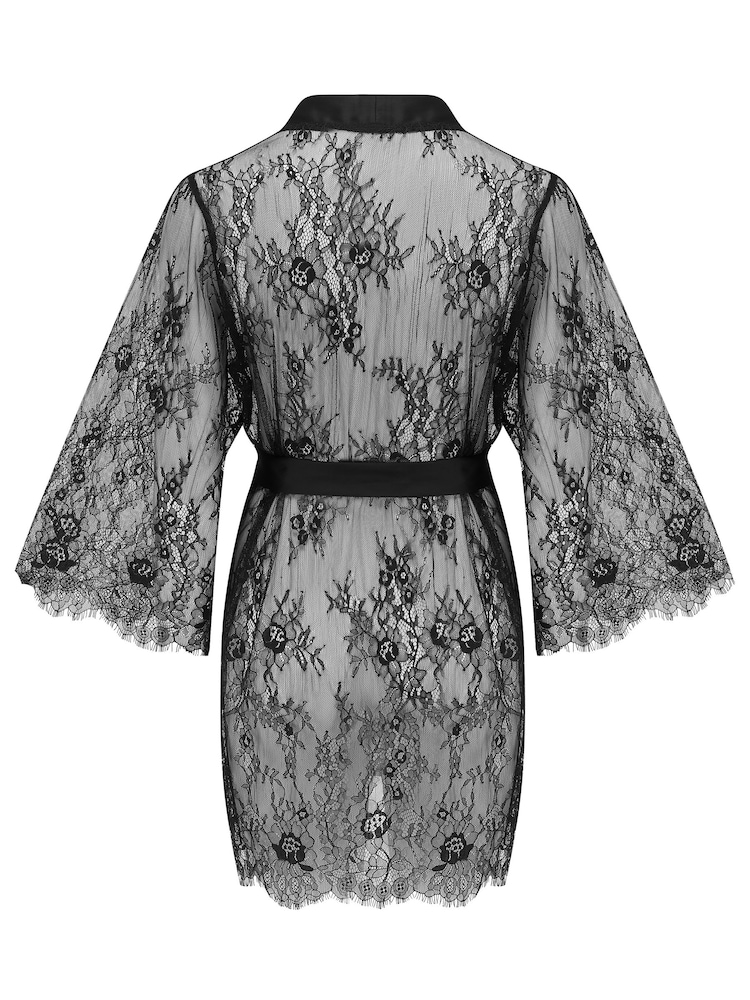 Pour Moi Black For Your Eyes Only Lace Robe - Image 5 of 5