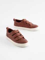 Tan Brown Wide Fit (G) 3 Strap Touch Fastening Trainers - Image 1 of 5