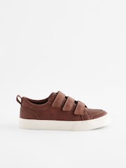 Tan Brown Wide Fit (G) 3 Strap Touch Fastening Trainers - Image 2 of 5