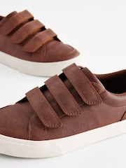 Tan Brown Wide Fit (G) 3 Strap Touch Fastening Trainers - Image 3 of 5