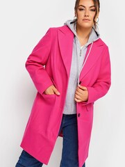 Yours Curve Pink Midi City Coat - Image 1 of 4