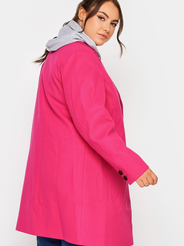 Yours Curve Pink Midi City Coat - Image 2 of 4