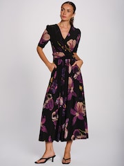 Jolie Moi Purple Printed Jersey Maxi Dress - Image 1 of 6