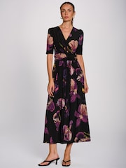 Jolie Moi Purple Printed Jersey Maxi Dress - Image 4 of 6
