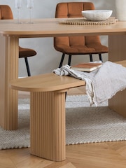 Birlea Oak Axel Oval Dining Table With 2 Brown Chairs & Bench - Image 2 of 9