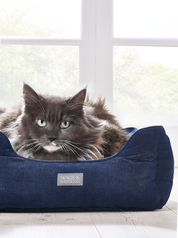 Navy Blue Chenille Pet Bed - Image 1 of 3