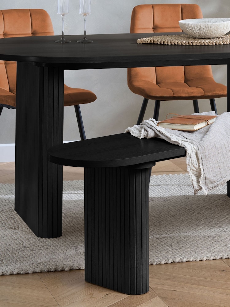 Birlea Black Axel Oval Dining Table With 2 Brown Chairs & Bench - Image 2 of 8 Birlea Black Axel Oval Dining Table With 2 Brown Chairs & Bench - Image 2 of 8