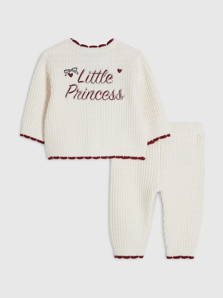 River Island Cream Little Princess Cardigan Set - Image 2 of 5 River Island Cream Little Princess Cardigan Set - Image 2 of 5