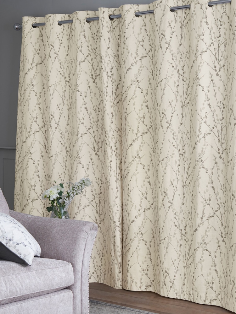 Natural Next Delicate Willow Print Eyelet Lined Curtains - Image 1 of 4