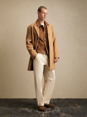 River Island Brown Faux Wool Overcoat - Image 1 of 4