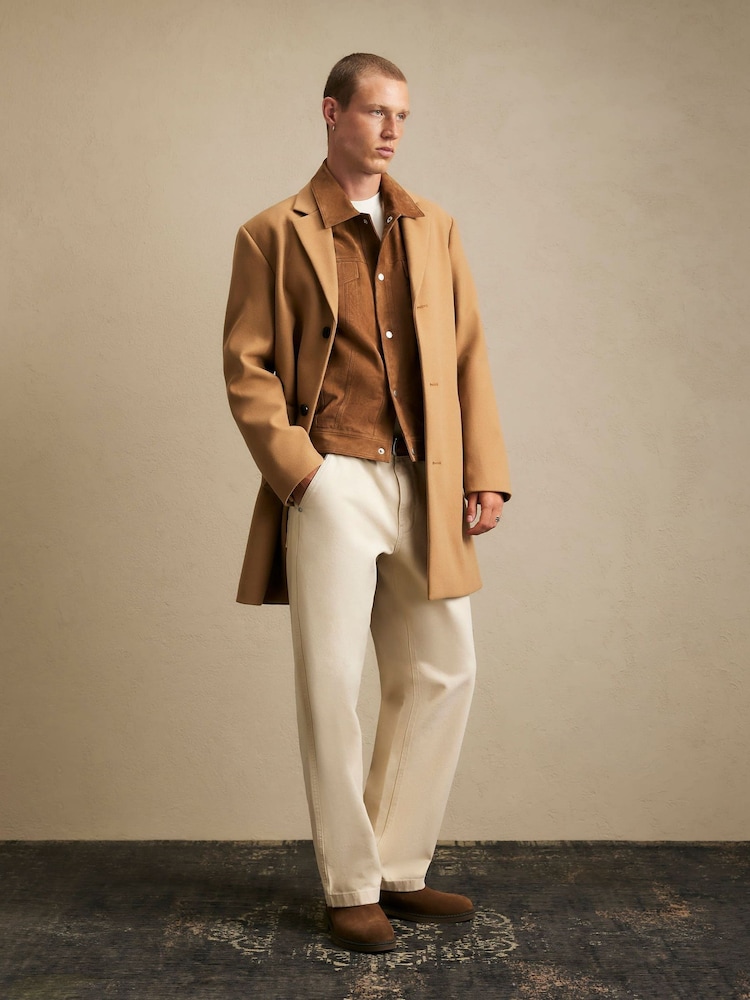 River Island Brown Faux Wool Overcoat - Image 1 of 4