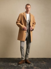 River Island Brown Faux Wool Overcoat - Image 2 of 4