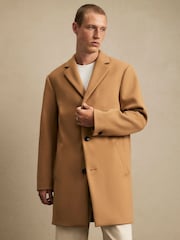 River Island Brown Faux Wool Overcoat - Image 3 of 4