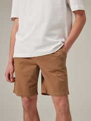 Rust Brown Washed Cotton Elasticated Waist Shorts - Image 1 of 9