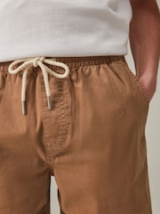 Rust Brown Washed Cotton Elasticated Waist Shorts - Image 4 of 9
