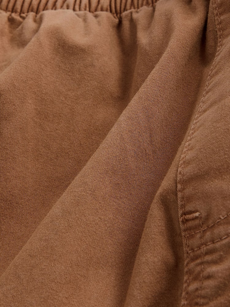 Rust Brown Washed Cotton Elasticated Waist Shorts - Image 9 of 9