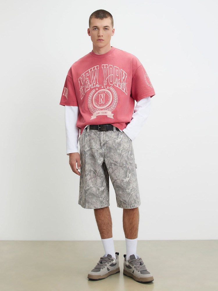 River Island Oversized Fit New York Badge T-Shirt - 4의 이미지 1