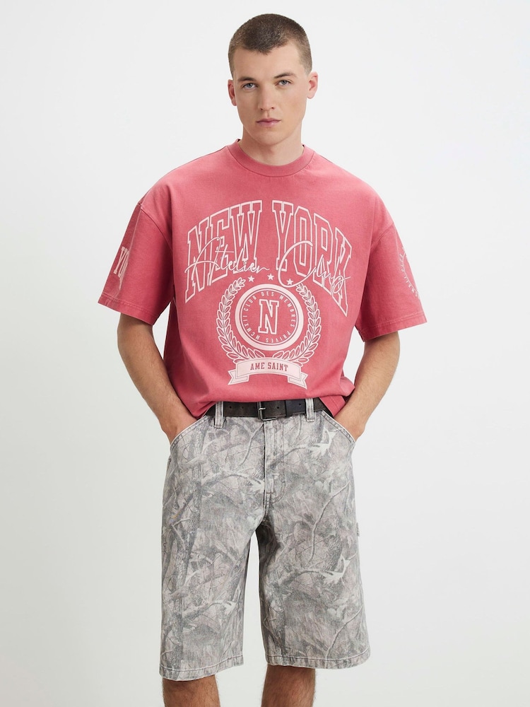 River Island Oversized Fit New York Badge T-Shirt - 4의 이미지 2