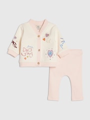 River Island Cream Bow Embroidered Cardigan - Image 1 of 5