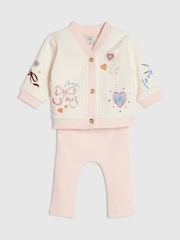 River Island Cream Bow Embroidered Cardigan - Image 3 of 5
