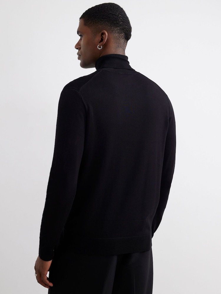 River Island Black Slim Fit Roll Neck Jumper - Image 4 of 4 River Island Black Slim Fit Roll Neck Jumper - Image 4 of 4