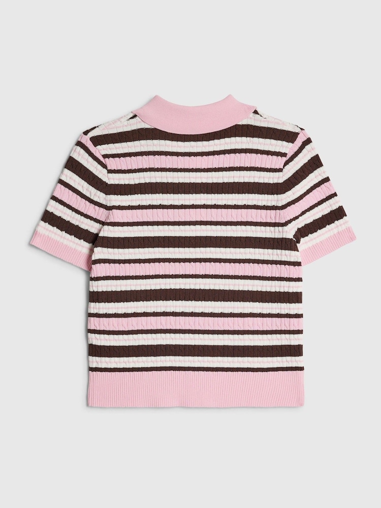 River Island Brown Stripe Polo Top - Image 2 of 4