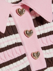 River Island Brown Stripe Polo Top - Image 3 of 4
