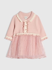 River Island Pink Tulle Hybrid Knit Dress - Image 1 of 4