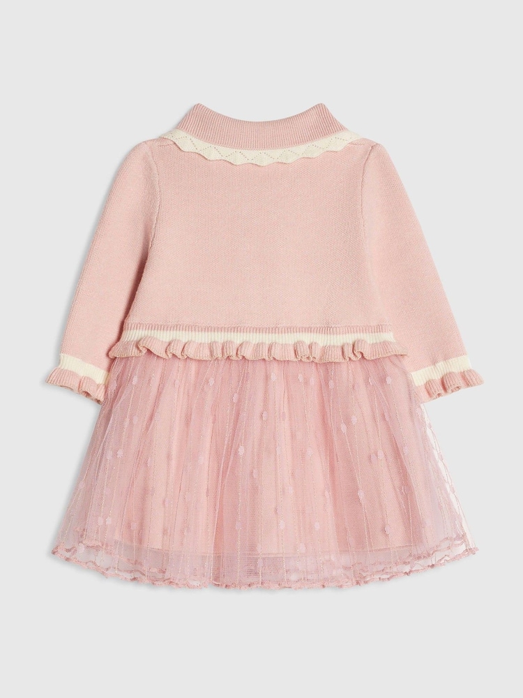 River Island Pink Tulle Hybrid Knit Dress - Image 2 of 4
